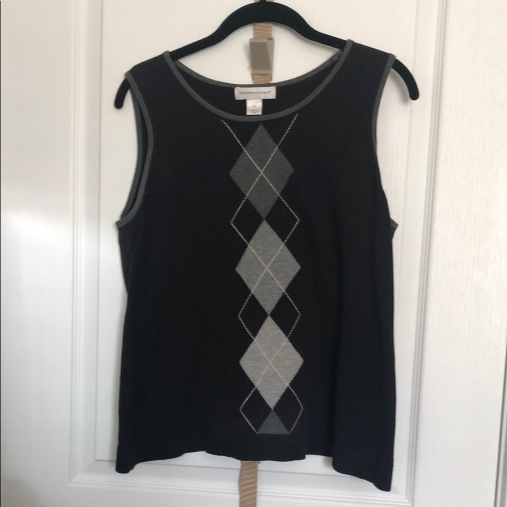 Black Argyle Sleeveless Top